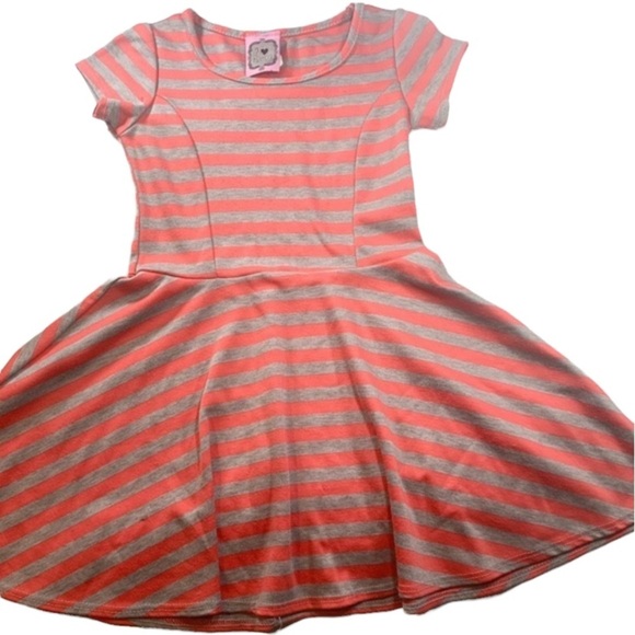 2 Tween Stripped Dress Size 7 Gray Orange - Picture 1 of 7